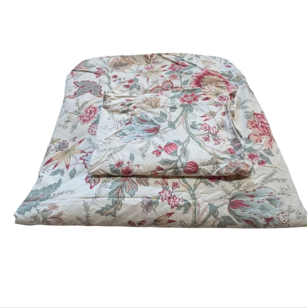 Pottery Barn Full/Queen Duvet Cover Palampore Jacobean Cream Red Preppy Cottage